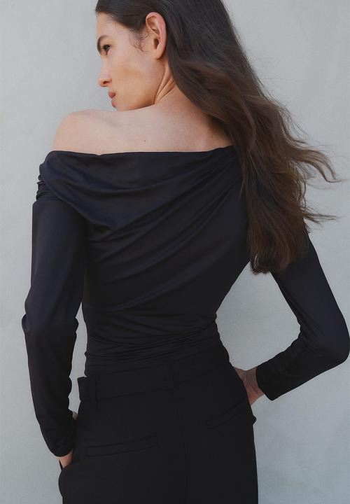 H&M - Draped off-the-shoulder top - black