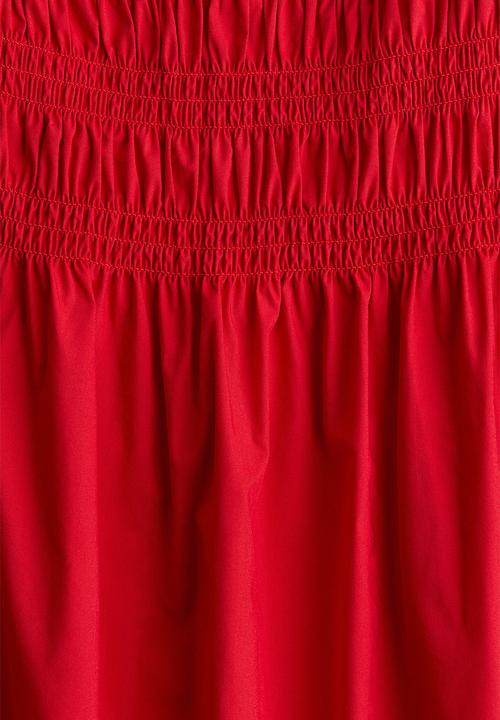 H&M - Smocked off-the-shoulder dress - red