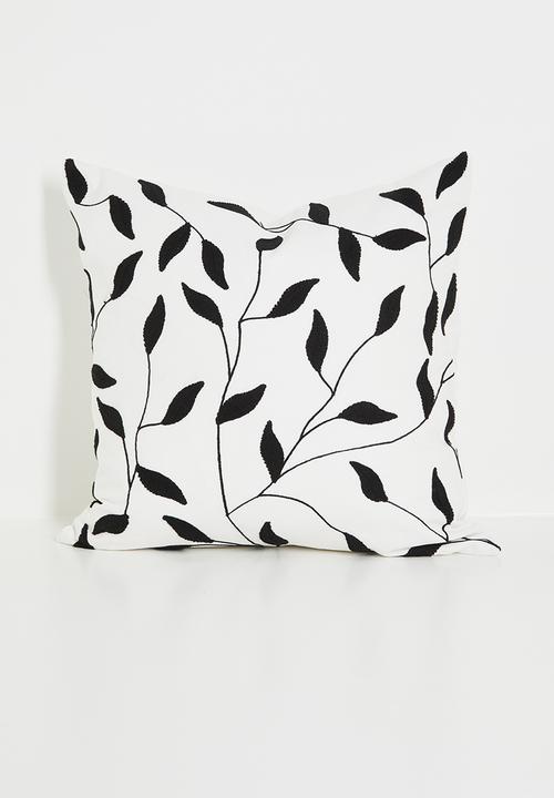 Liefie embroidered cushion cover - Black & White