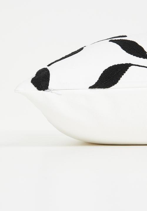 Sixth Floor - Liefie embroidered cushion cover - Black & White