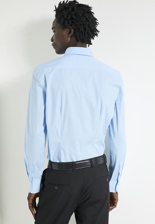 POLO - Mens Essential Slim Fit Long Sleeve Shirt - Blue