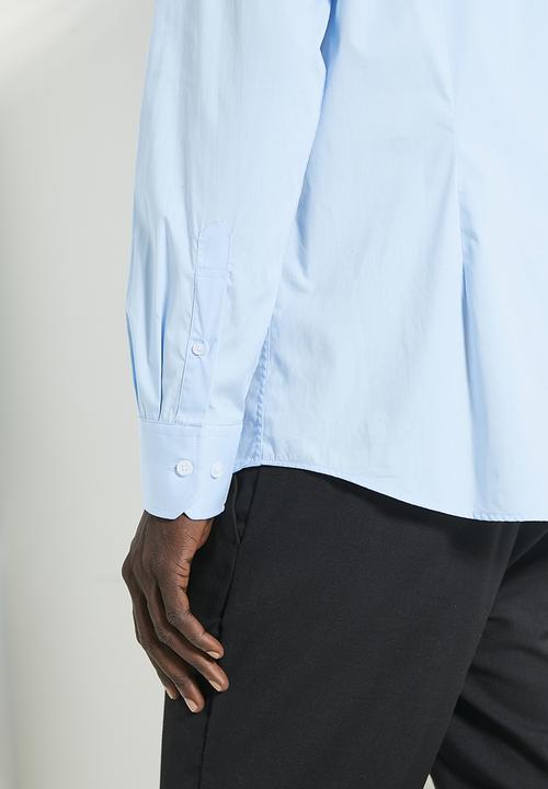 POLO - Mens Essential Slim Fit Long Sleeve Shirt - Blue