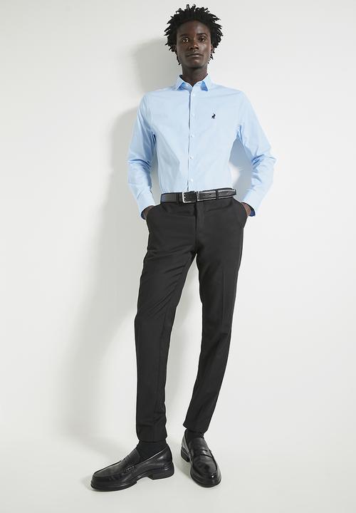 POLO - Mens Essential Slim Fit Long Sleeve Shirt - Blue