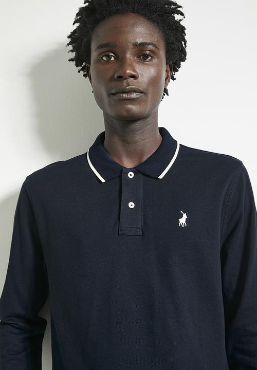 POLO - Mens Essential Pique Long Sleeve Golfer - Navy