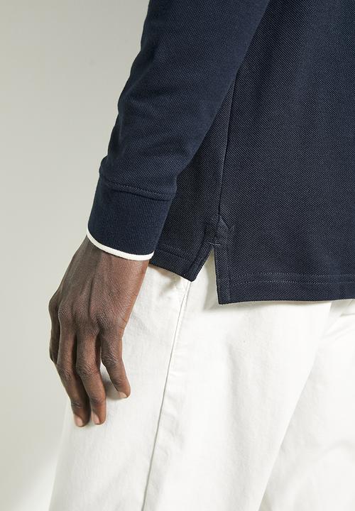 POLO - Mens Essential Pique Long Sleeve Golfer - Navy