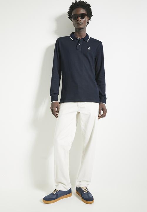 POLO - Mens Essential Pique Long Sleeve Golfer - Navy