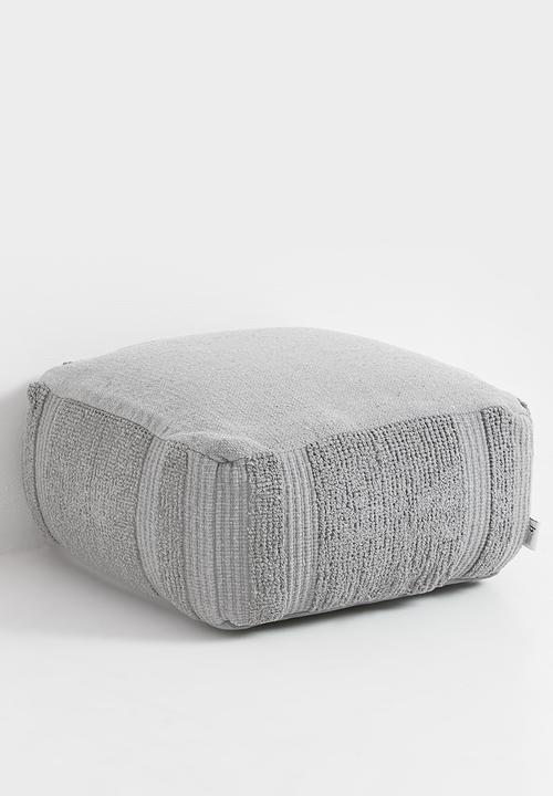 Sixth Floor - Cotton Woven Pouf - Grey
