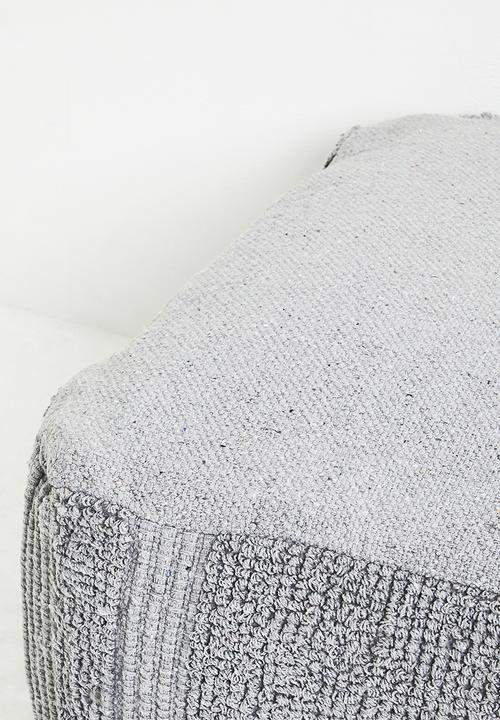 Sixth Floor - Cotton Woven Pouf - Grey
