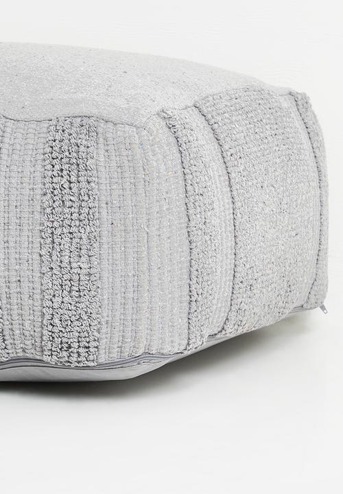 Sixth Floor - Cotton Woven Pouf - Grey