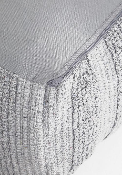 Sixth Floor - Cotton Woven Pouf - Grey