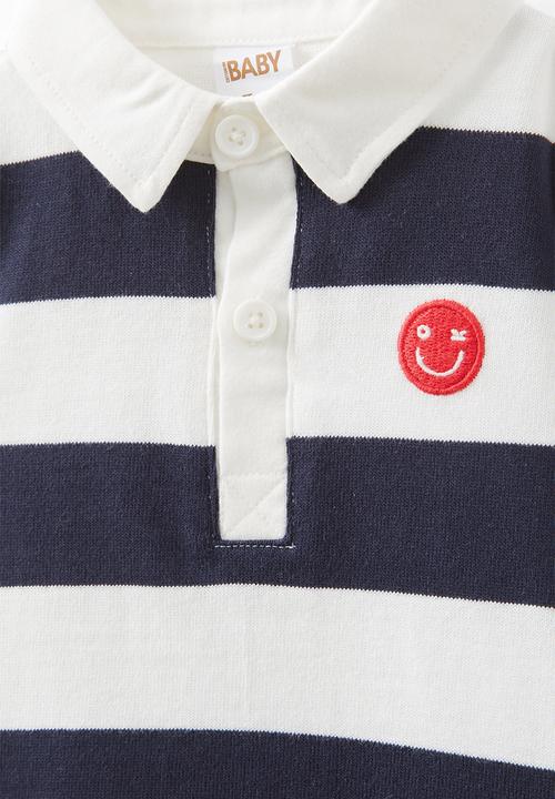 Cotton On - Ari rugby polo - vanilla/navy ink stripe