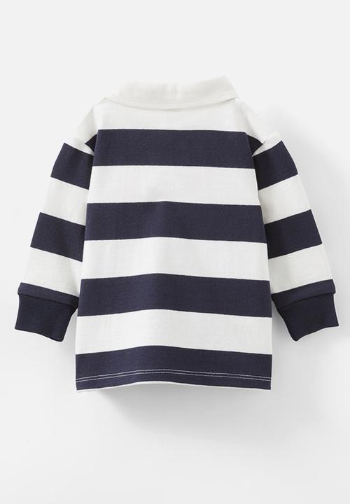 Cotton On - Ari rugby polo - vanilla/navy ink stripe