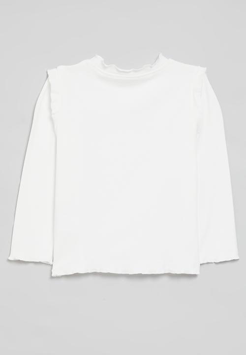 Pop Candy - Frilled long sleeve tee-white