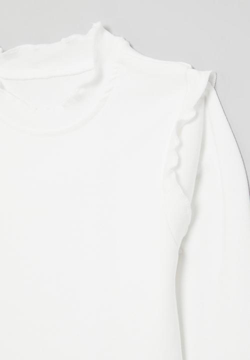 Pop Candy - Frilled long sleeve tee-white
