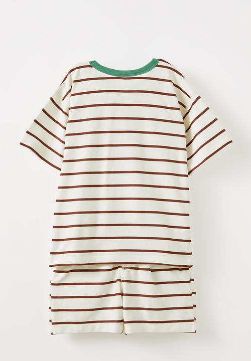 Cotton On - Damon short sleeve pyjama set license - lcn blu dark vanilla/chestnut 