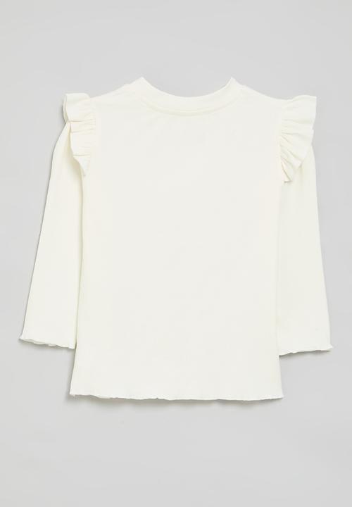 Pop Candy - Frilled long sleeve tee-white