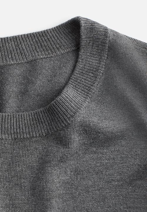 H&M - Short fine-knit jumper - dark grey marl