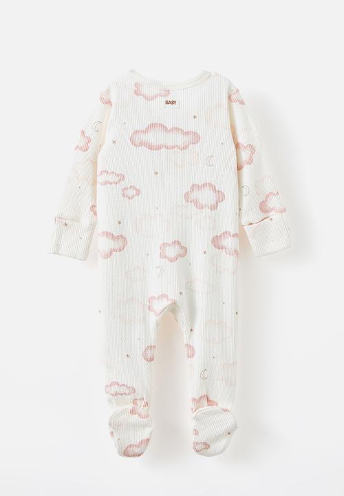 Cotton On - Organic pointelle zip romper - milk-zephyr/clouds