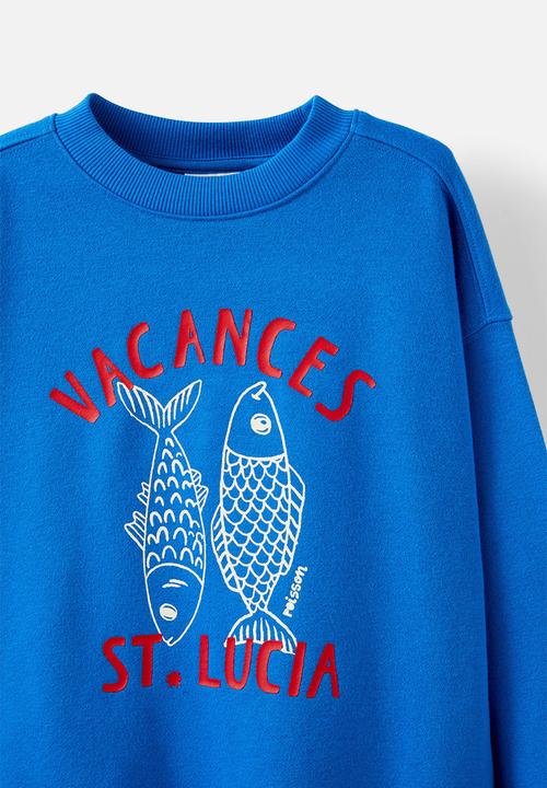 Cotton On - Sammy oversize crew - harbour blue/vacances st.lucia