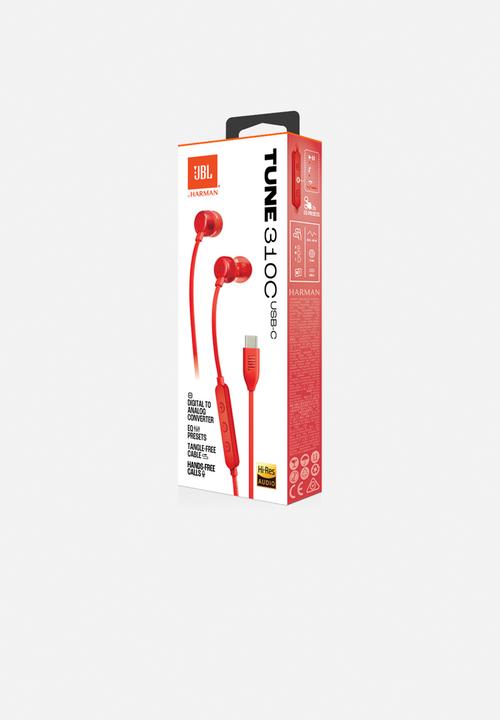 JBL - T310C USB-C In-Ear Headphones - Red