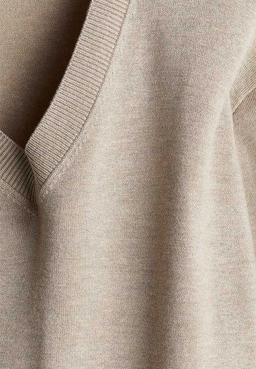 H&M - Fine-knit v-neck jumper - light beige