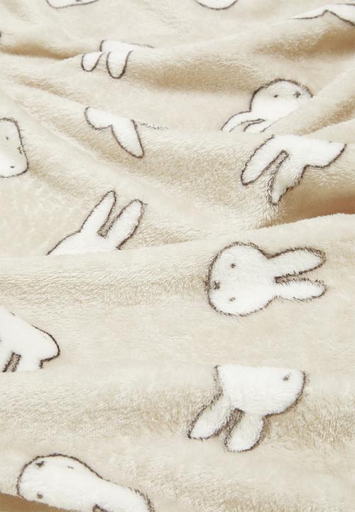 H&M - Patterned fleece blanket - light beige miffy