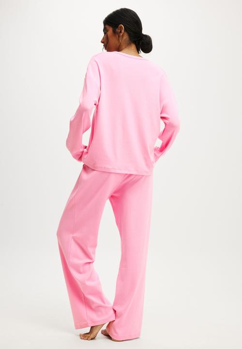 Cotton On - Pointelle Long Sleeve Sleep Set - Pink Dusk