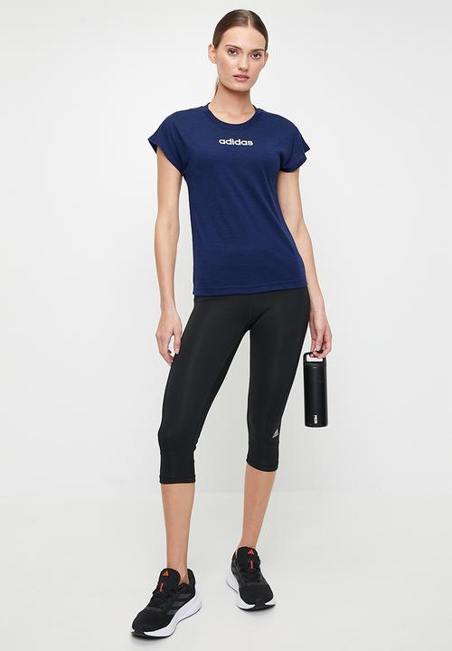 adidas Performance - Linear logo Tee - Dark Blue/White