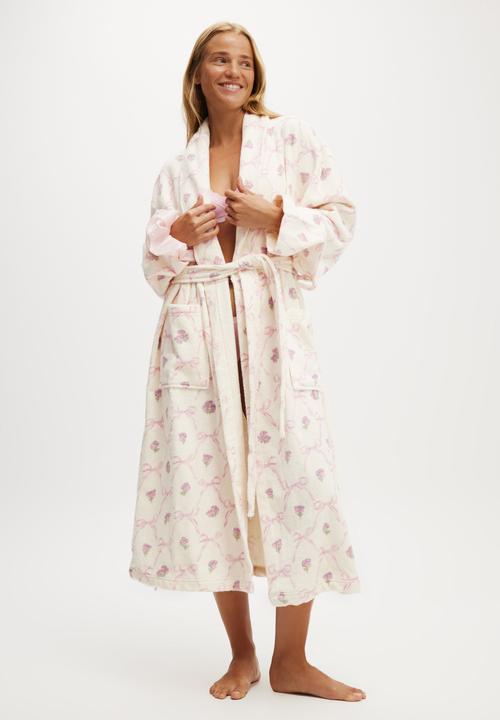 Cotton On - Luxe Terry Robe - Lola Bows Pinks