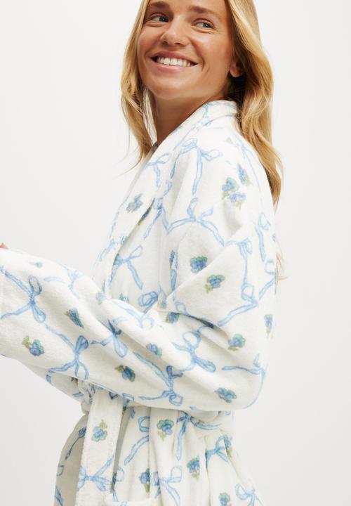 Cotton On - Luxe Terry Robe - Lola Bows Blues