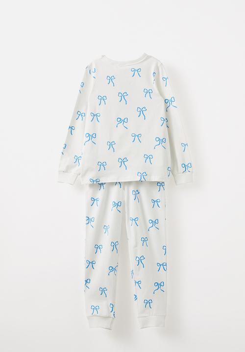 Cotton On - Ava long sleeve pyjama set - vanilla/deep sea blue bows