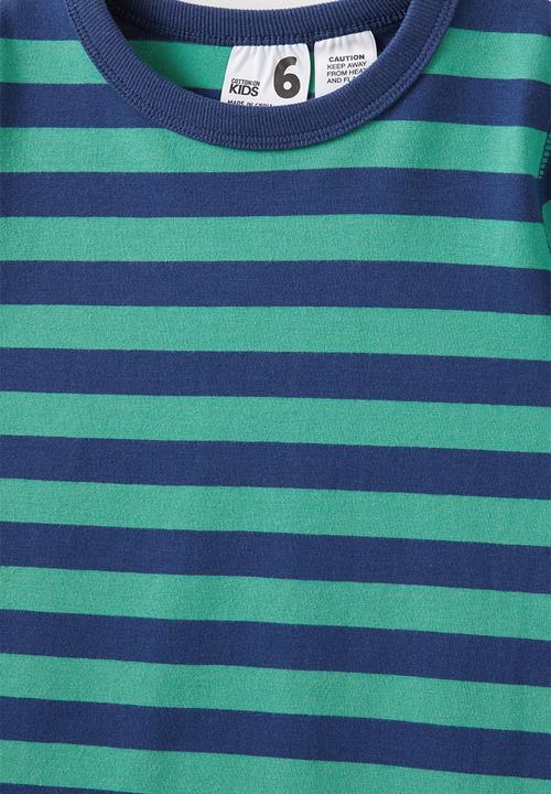 Cotton On - Ace long sleeve pyjama set - asher stripe in the navy/guac