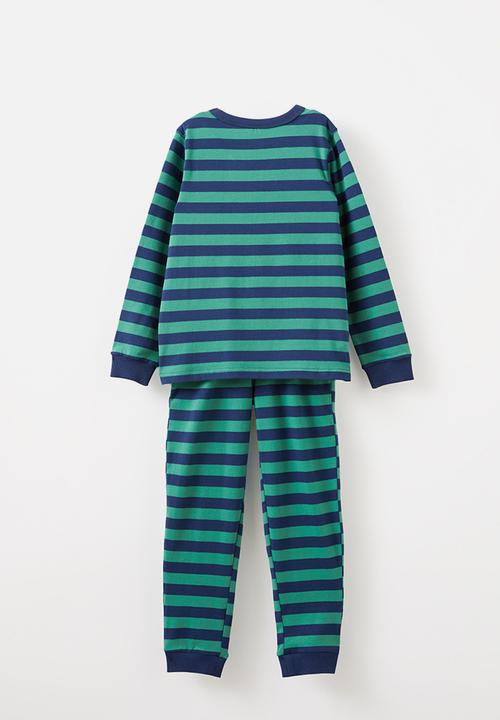 Cotton On - Ace long sleeve pyjama set - asher stripe in the navy/guac