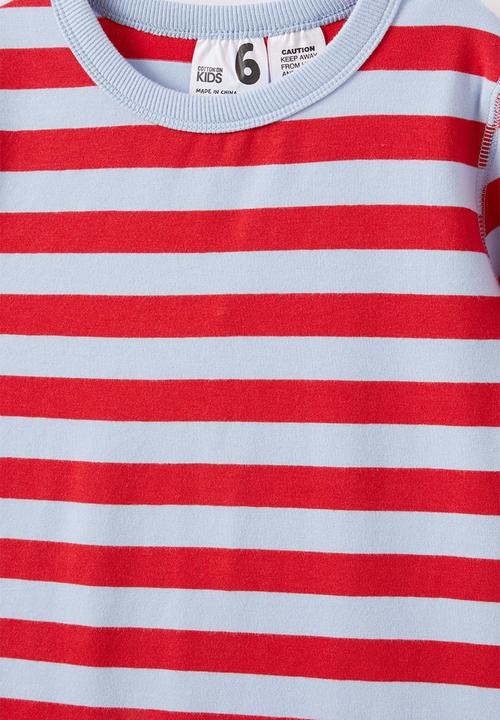 Cotton On - Ace long sleeve pyjama set - asher stripe dawn blue/varsity red