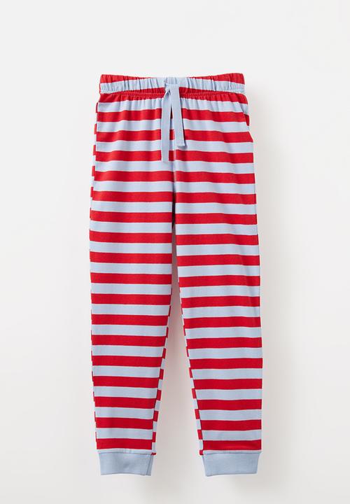 Cotton On - Ace long sleeve pyjama set - asher stripe dawn blue/varsity red