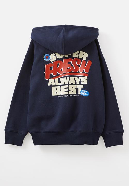 Cotton On - Sammy oversize hoodie - squid ink/super fresh always best