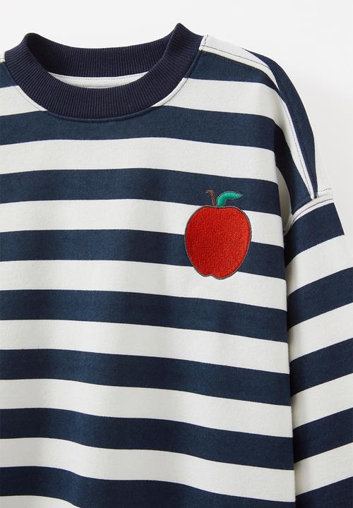 Cotton On - Sammy oversized crew - squid ink/vanilla stripe