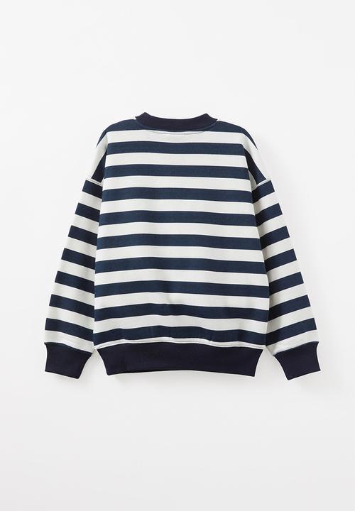 Cotton On - Sammy oversized crew - squid ink/vanilla stripe