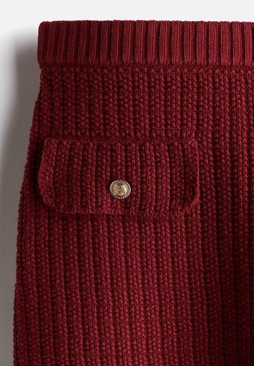 H&M - Moss-knit skirt - dark red