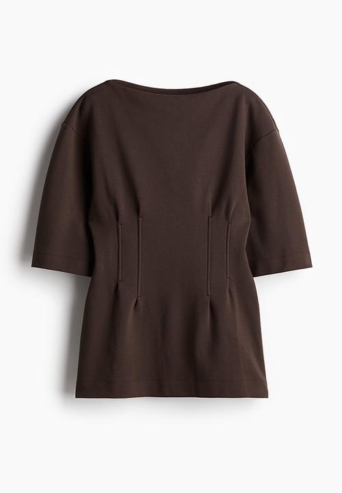 H&M - Waisted T-shirt - dark brown