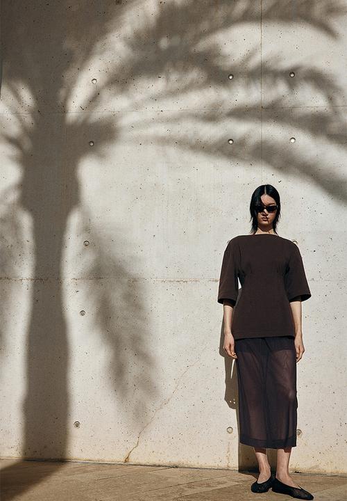 H&M - Waisted T-shirt - dark brown