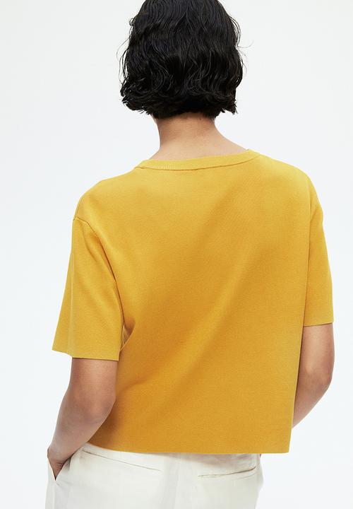 H&M - Fine-knit T-shirt -  mustard yellow 