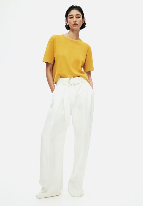 H&M - Fine-knit T-shirt -  mustard yellow 