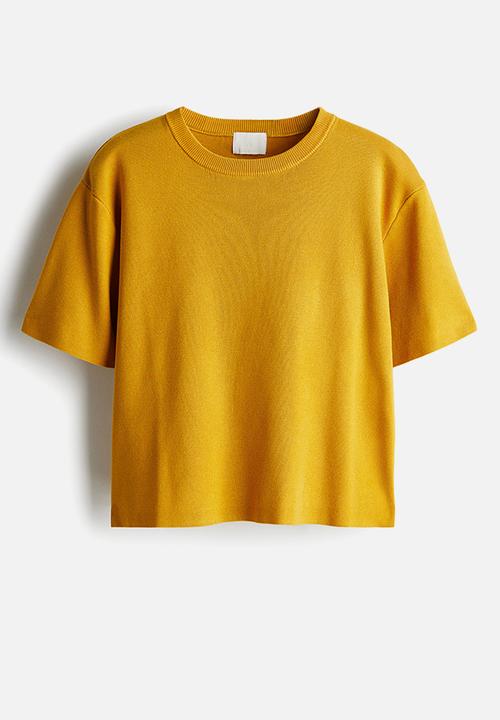 H&M - Fine-knit T-shirt -  mustard yellow 