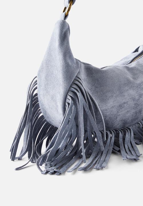 Rubi - Dahlia fringe underarm bag- steel blue micro