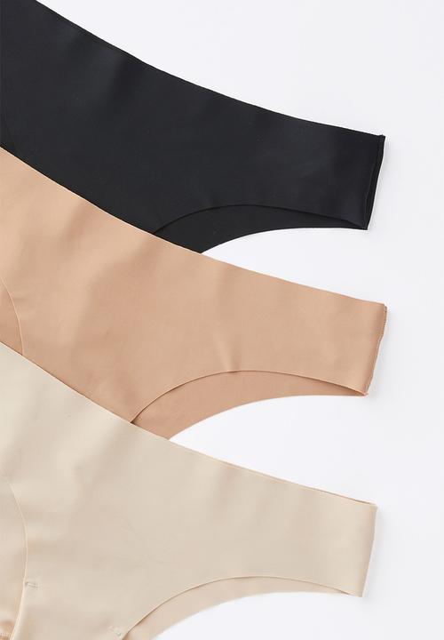Cotton On - The Invisible Cheeky Brief 3Pk - Black/Frappe/Maple Sugar