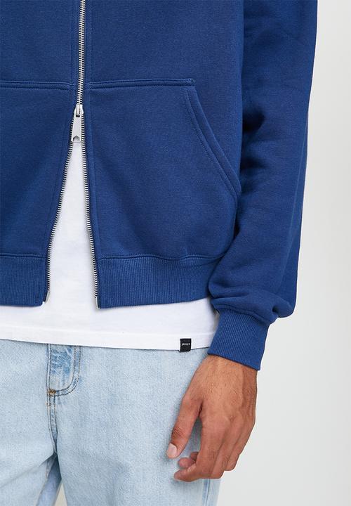 Cotton On - Box Fit Graphic Zip Up Hoodie - Limoges Blue/Ny Letter