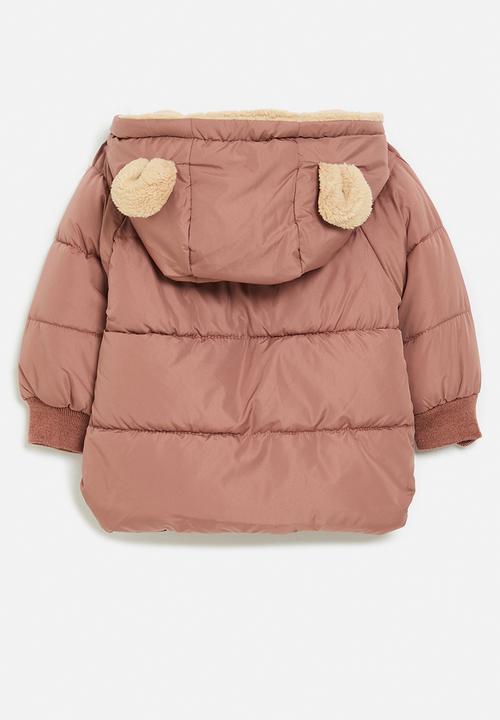 Pop Candy - Hooded puffer jacket-brown