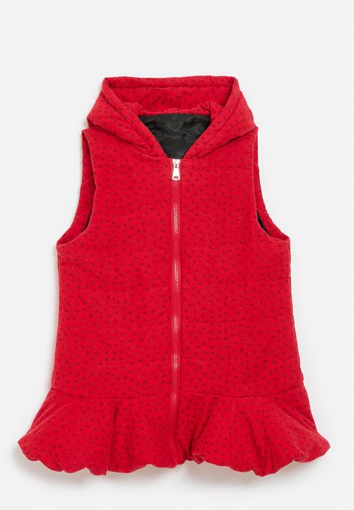 Pop Candy - Hooded puffer dress set-black & red