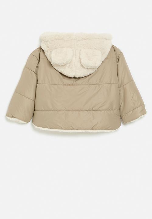 Pop Candy - Hooded button down jacket-khaki